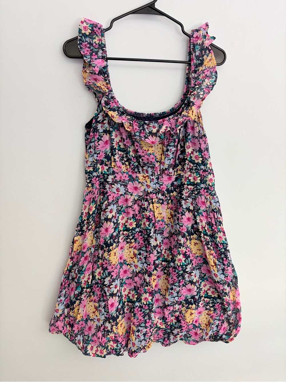 Floral Ruffle Strap Sundress in Pink & Yellow